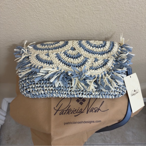 NWT Women PATRICIA NASH Loulia Clutch Crossbody Bag straw leather spring summer - Picture 2 of 7